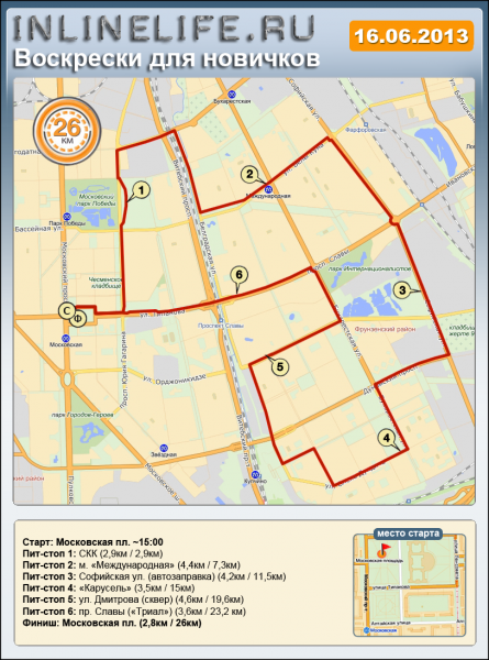 Маршрут Новичковой воскрески на 16 июня